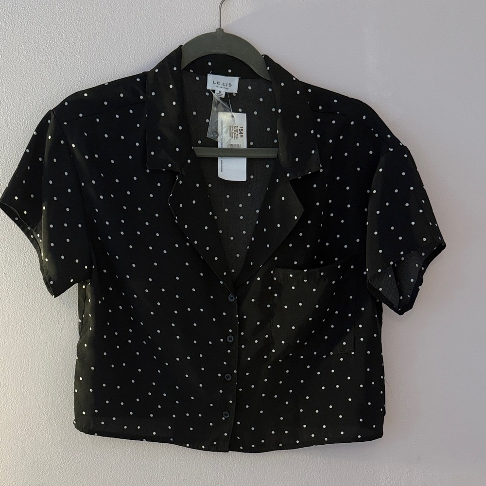 Black and White Polka Dot Button Down Shirt